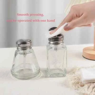 180ml Pump Dispenser Glass Bottle Pressed Alcohol Nail Polish Remover Container - Image 1 of 4