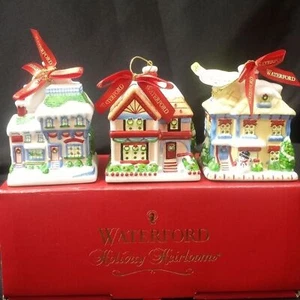 Waterford Christmas Homes Lighted Village Set of 3 Ornaments NIB - Picture 1 of 12