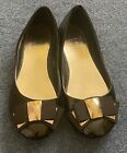 Profile Black Bow With Gold Detail Flat Shoes UK Size 4