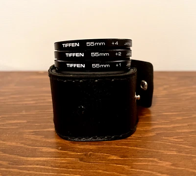 Tiffen 55mm Close-Up Camera Lens Set of 3 (+1,+2,+4) in soft case, Made in Japan - Image 1 of 4