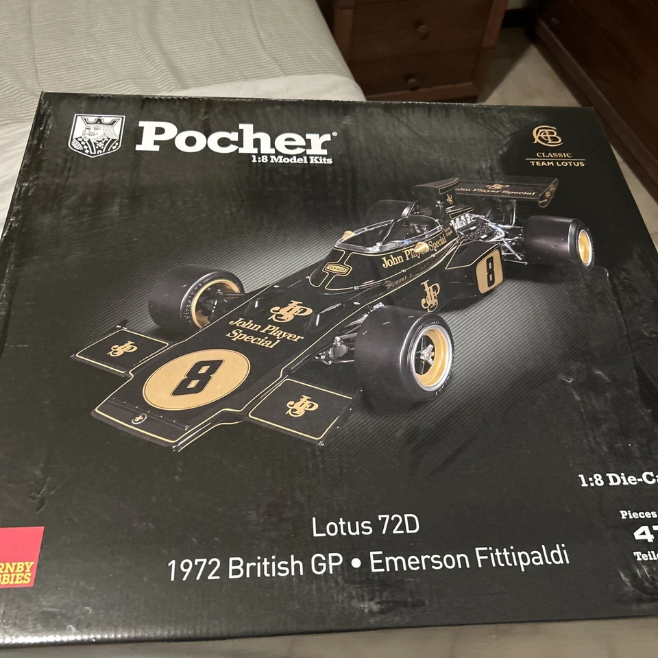 Pocher HK114F 1/8 Lotus 72D 1972 British GP - Emerson Fittipaldi - kit new - Immagine 1 di 1