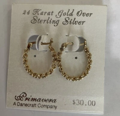 Primavera Danecraft 24kt Gold Over Sterling Earrings Never Worn - Image 1 of 3