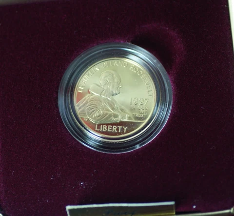 1997-W Proof Gold Franklin D. Roosevelt $5 Coin in OGP w/COA Cover