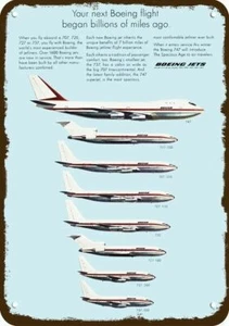 1969 BOEING 747 727 707 720 727 737 JET Vintg-Look DEKORATIVE REPLIK METALLSCHILD - Bild 1 von 1