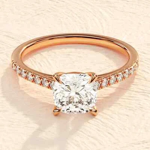Anillo de compromiso de 8 mm de moissanita corte cojín para su anillo de propuesta solitario - Imagen 1 de 19