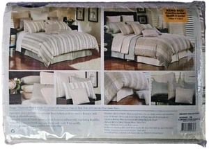 Private Collection Claremont Stripe Magnolia KING Bed Quilt Cover Set. Jacquard - Picture 1 of 5