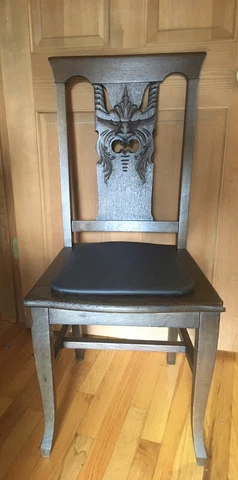 1890s Grotto-esque Chair-Michigan Chair Co.Grand Rapids MI Oak with Leather Seat Cover