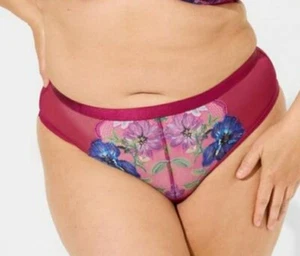 Torrid Beautiful Burgundy Mesh & Lace Floral Thong Panty Plus Size 3X, 22/24 - Picture 1 of 7