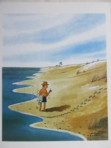 Chas Addams Alone? At the Beach Cartoon Print Addams Family/Charles Addams - Picture 1 of 2