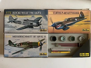 Heller. Focke Wulf 190 A8/F3. Curtiss P-40E Kittyhawk. Messerschmitt Bf 109 K-4. - Picture 1 of 1