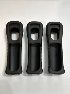 Lot 3 Nintendo Wii Controller Black Rubber Silicone Cover Grip Sleeve RLV-022 - Picture 1 of 9