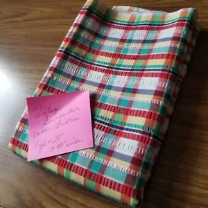 Vtg. RED/GRN/BLUE Plaid 100% Cotton Seersucker Sewing/Crafting Fabric-1yd+22"x45 - Picture 1 of 4