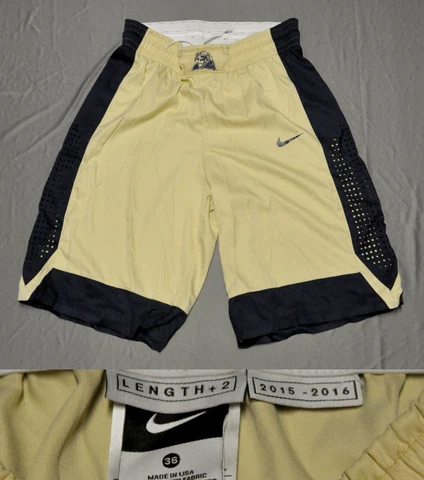 PITT PANTHERS TEAM ISSUED PRO CUT BASKETBALL SHORTS GOLD NIKE 2015-16 sz 36+2 Cover