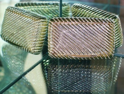 Judith Leiber SWAROVSKI CRYSTAL GOLD CLASSIC SWIRLED STRIPES Clutch BOOK BOX - Image 1 of 4