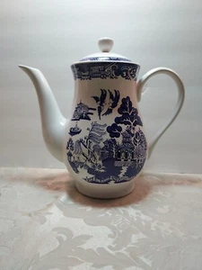 Royal Cuthbertson Blue and White Coffee/Tea Pot with lid NEW - Picture 1 of 12