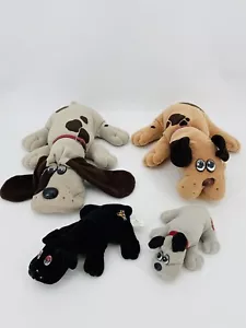 Vintage 1985 Pound Puppy Lot Of 4x 18" Tan & Brown 8" Black & Gray Plush Dog - Picture 1 of 10