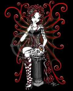 Myka Jelina Art Signed Sasha PRINT Gothic Red Couture Tattoo Fairy Art - Bild 1 von 4