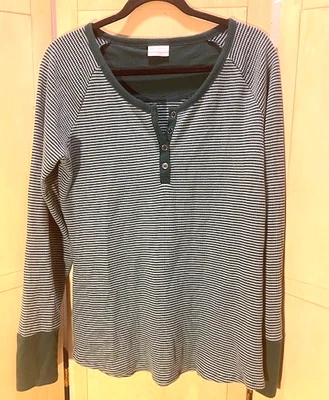 Camisa tipo Henley/térmica a rayas verdes talla XL Columbia nueva sin etiquetas Foto 1 de 4