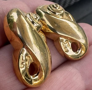 Pendientes FENDI FF Logo Tono Dorado Vintage Años 80 Firmados - Imagen 1 de 12