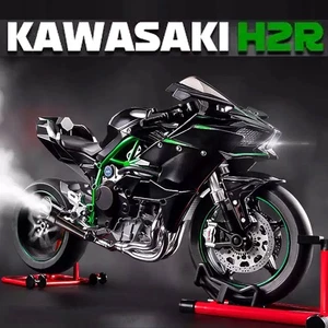 1:6 Kawasaki Ninja H2R Alloy Motorcycle Model w/ Key Start Smoke & Sound Effects - Picture 1 of 20