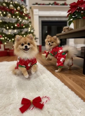 Adorable Red Christmas Dog Pyjamas – Medium Size - Image 1 of 3