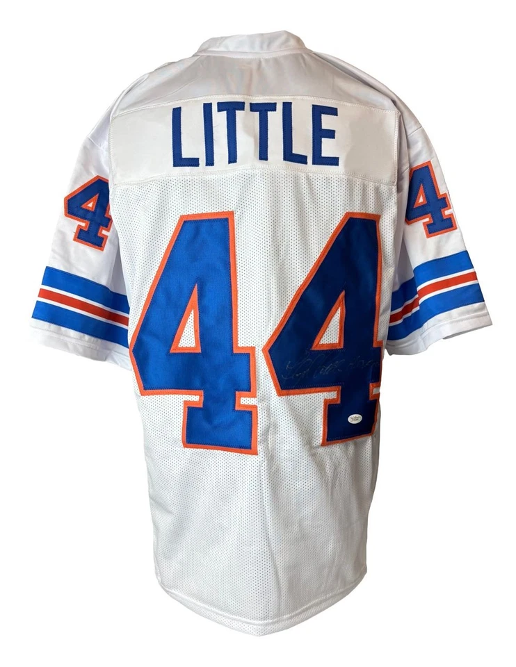 Floyd Little Denver Signed White Football Jersey HOF 10 JSA Hologram - Image 1 of 3