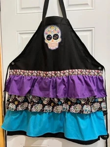 HOME MADE SUGAR SKULLDAY OF THE DEAD DESIGNED PARTY DESIGN APRON #4 - Picture 1 of 3