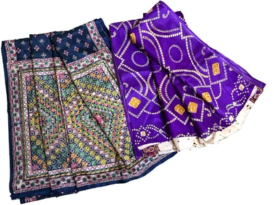 Vestido de novia 5Y para mujer Sari indio vintage usado sari estampado vestido seda lote de 2 Foto 1 de 4