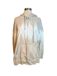 Felpa con cappuccio ATM French Terry piccola in beige Vapor Talc & Tie Dye oversize pull over - Foto 1 di 5