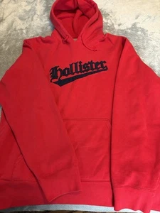 HOLLISTER Felpa con Cappuccio Uomo Taglia Media, Blu Logo Pullover Rosso - Foto 1 di 14