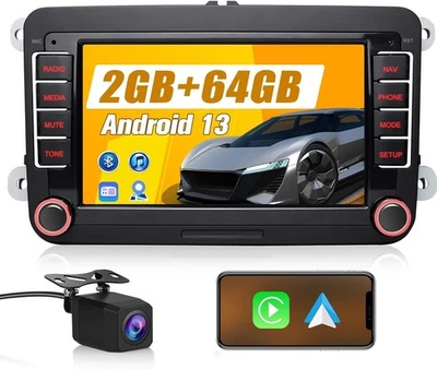 Autoradio Android 13 2+64 con telecamera per vw golf 5 6 polo passat tiguan seat - Immagine 1 di 4