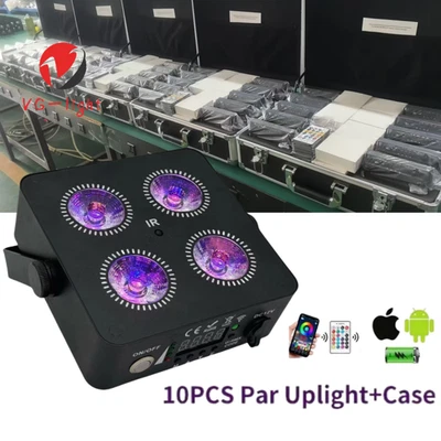 10pc/Lot DJ Par 4x18W Battery LED Uplight RGBWA+UV Wireless IR Par Light/Case - Image 1 of 4
