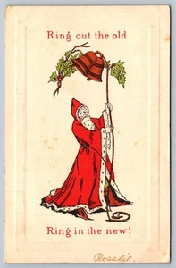 1906 Vintage Weihnachts Postkarte Ring Out The Old Santa Claus - Bild 1 von 2