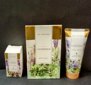 Spa Luxetique Lavender Bath Salt, Hand Cream, Bath Bombs Shea Butter Lot of 3 - Picture 1 of 4