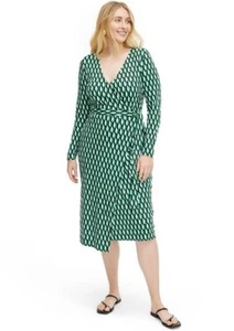 Diane von Furstenberg x Target Green Arrow Geo Wrap Midi Dress Gr. L Missing Belt - Bild 1 von 7