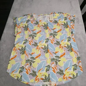 LL Bean Signature Tropical Beach Comfy Cotton Short Sleeve Shirt Womens Medium - Picture 1 of 10