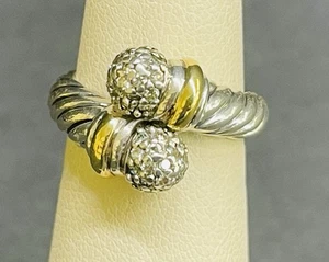 Anillo de bola de derivación de diamantes pavé de cable David Yurman 925/18k - Imagen 1 de 5