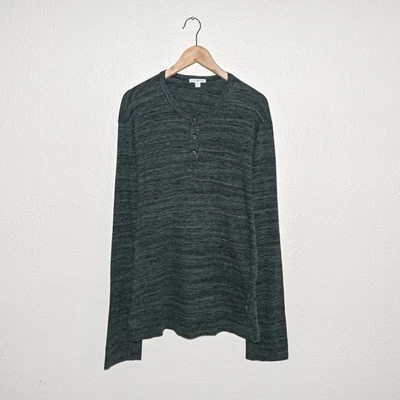 James Perse Standard Men's Long Sleeve Henley Shirt Heather Grey Black sz 4 - Image 1 of 4