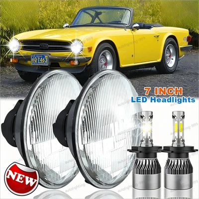 Para Triumph TR6 1969-1976 Proyector Redondo 7" Faros LED Halo Ojos de Ángel DRL Foto 1 de 4