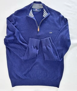 Vineyard Vines Herren Größe Medium marineblau 100 % Baumwolle 1/4-Reißverschluss Pullover Sweater L/S - Bild 1 von 7