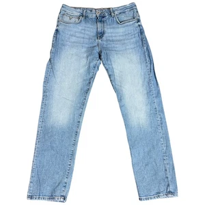 Pantalones de mezclilla Guess 33x32 azul Lincoln ajustados rectos lavado claro Y2K desgastados de colección años 90 - Imagen 1 de 3