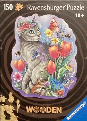 Ravensburger 150 pc WOODEN Lovely Cat 2024 jigsaw puzzle Rare - Image 1 of 2