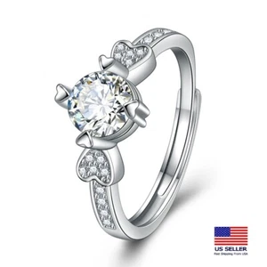 Fashion 925 Sterling Silver Ring Cubic Zirconia Love Forever Heart CZ 1864 - Picture 1 of 4