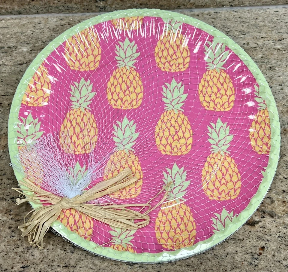 Juego de 6 platos de papel Cynthia Rowley rosa piña tropical melamina Foto 1 de 1