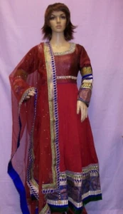 Traje Acampanado 3714 Granate Pantalones Kameez Dupatta Traje Talla Mediana - Imagen 1 de 3