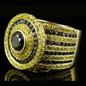 8.45Ct Sapphire & Black Spinel 14K Yellow Gold Plated Solitaire Pinky Men's Ring - Picture 1 of 4