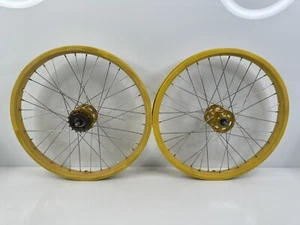 Vintage 1981-82 ACS BMX Racing Wheels Set 20” Z-Rim 36s Pat Pending Yellow USA - Picture 1 of 16