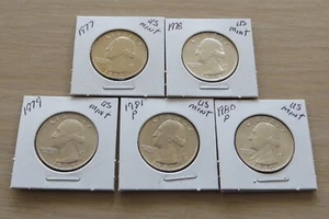 1977p-1981p Washington Quarters 10P1-5 Mint Uncirculated Quarters from US mint. - Picture 1 of 4
