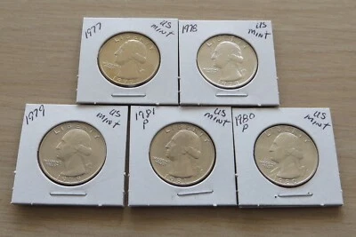 1977p-1981p Washington Quarters 10P1-5 Mint Uncirculated Quarters from US mint. - Image 1 of 4