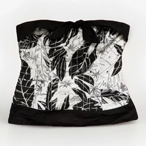 Y2K Strapless Black And White Top Leaf Print Size 14 - Picture 1 of 4